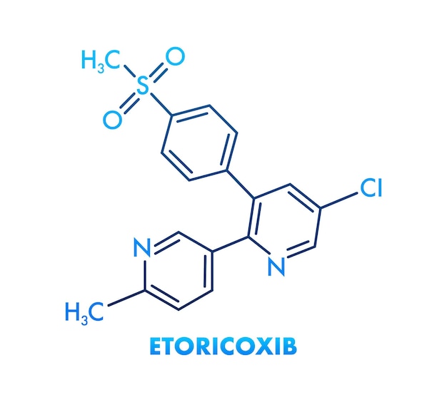 L'étoricoxib Concept Formule Chimique Icône étiquette Texte Police Illustration Vectorielle