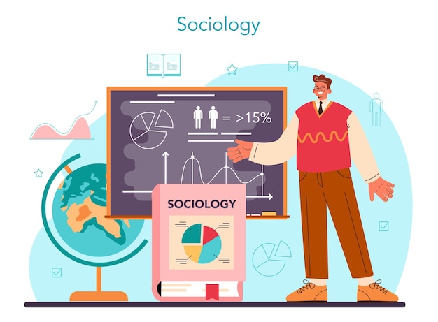 Vecteur Étude de scientifique de concept de sociologue du modèle de société de social