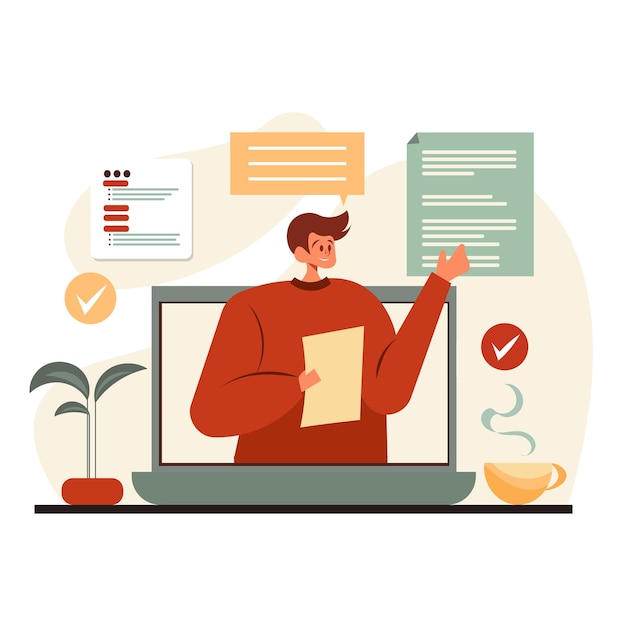 Les étudiants regardent un webinaire sur ordinateur, étudient en ligne