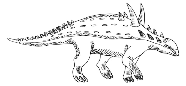 Vecteur euoplocephalus dessin croquis de reptile ancien animal préhistorique