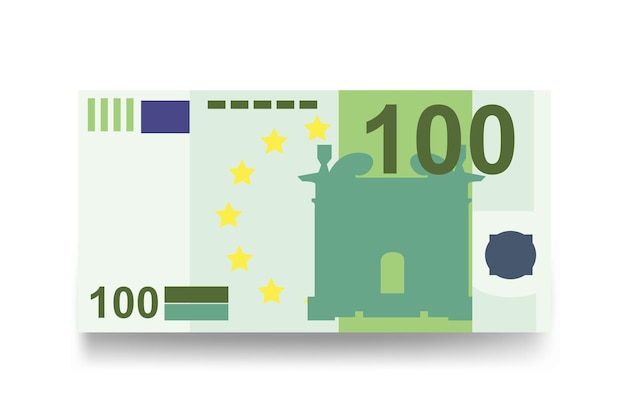 Euro Vector Illustration Europe Argent Ensemble De Billets De Banque Papier-monnaie 100 Eur