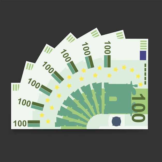 Vecteur euro vector illustration europe argent ensemble de billets de banque papier-monnaie 100 eur