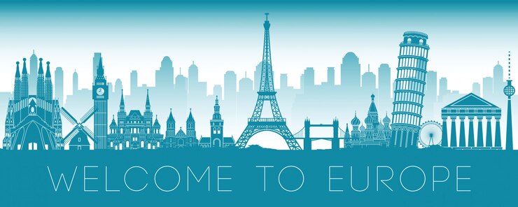 Vecteur europe célèbre point de repère