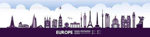 Vecteur europe voyage destination grand