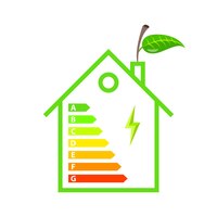 Évaluation de l'efficacité énergétique de la maison isolée sur fond. art design amélioration de la maison écologique intelligente