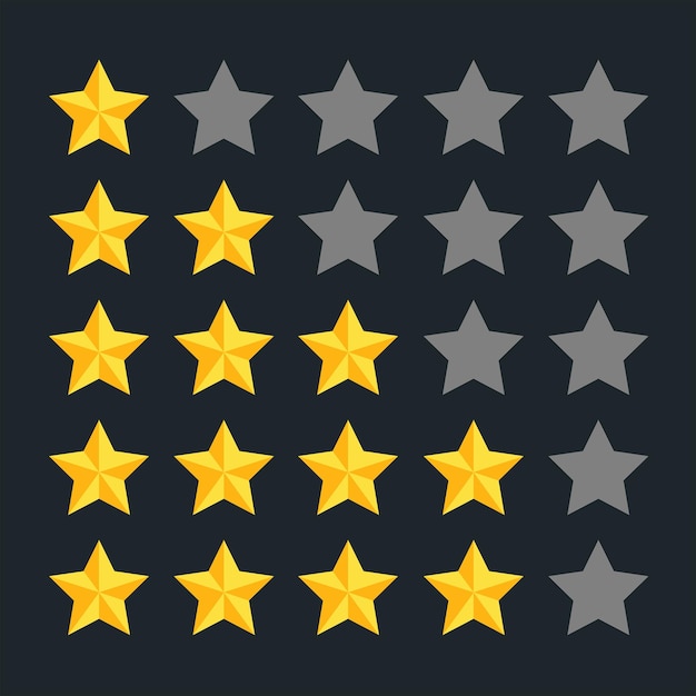Évaluation des produits de la clientèle Fivestar pour les applications et les sites Web Icône de cinq étoiles Vector