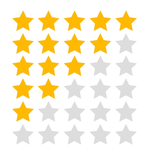 Évaluations de produits ou commentaires de clients avec des étoiles dorées Icones vectorielles plates pour les applications et les sites Web