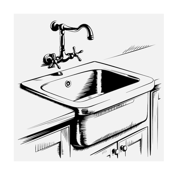 Les évier de cuisine et les lavabos de salle de bain sont des icônes de ligne.
