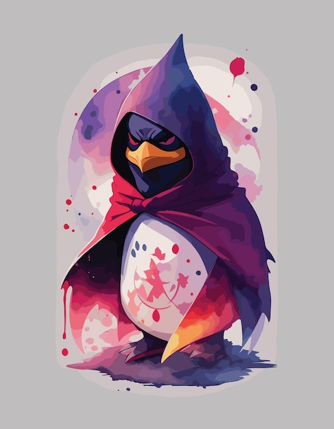 Vecteur evil ninja penguin ghibli inspiré de la mystique rouge et de la beauté 3d en 4k cinema 4d magie