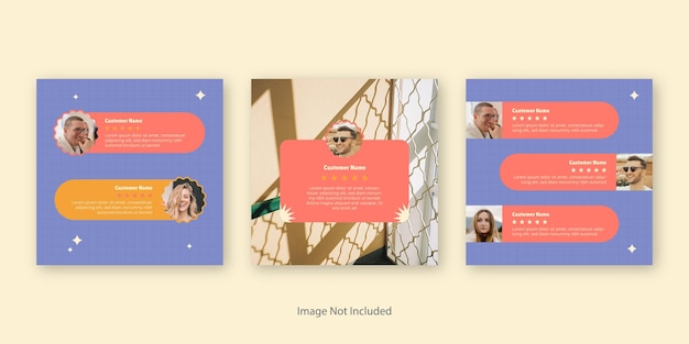Vecteur examen des commentaires des clients ou modèle de publication instagram de témoignage sur les médias sociaux
