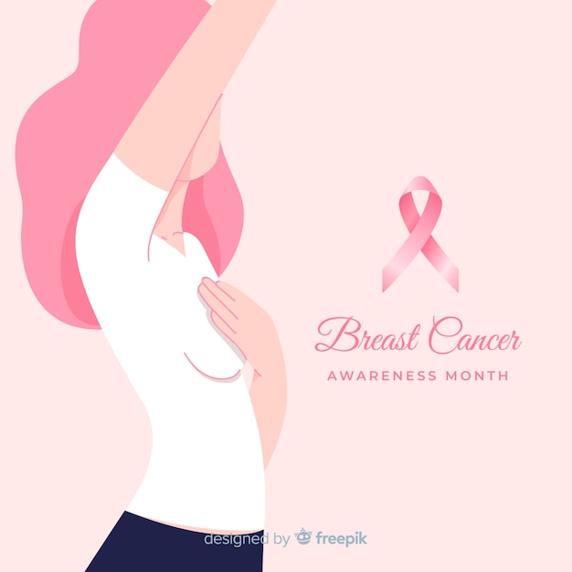 Vecteur examen fille fond de sensibilisation au cancer du sein
