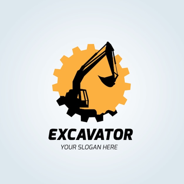 Vecteur excavatrice et rétrocaveuse logo illustration vectorielle