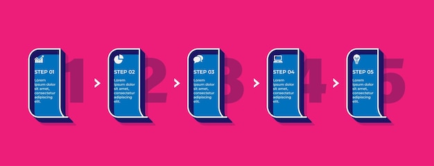 Excellence dans la conception d'infographies roses et bleues pour une communication claire