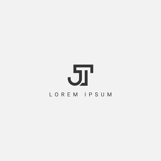 Vecteur excellente lettre professionnelle jt tj logo design en noir et blanc couleur initiale basée sur l'icône monogramme