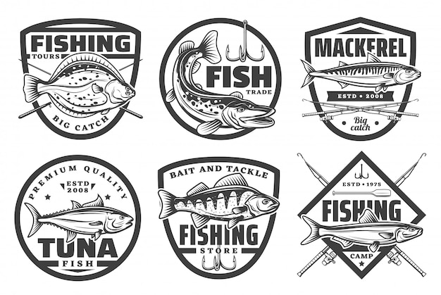 Excursions de pêche, insignes du club de sport du camp de pêcheurs