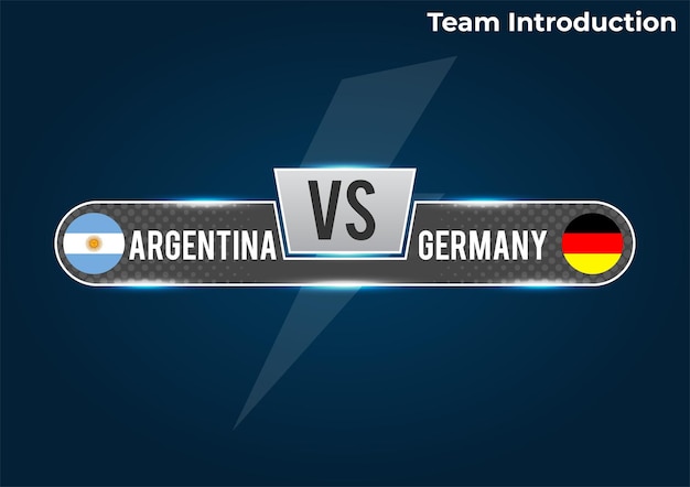 Exemple de modèle de football VS Argentine contre l'Allemagne sur fond dégradé bleu