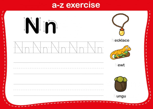 Exercice Alphabet Az Avec Illustration De Vocabulaire De Dessin Animé, Vecteur