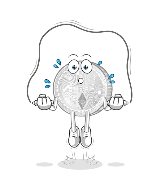 Exercice De Corde à Sauter Avec Pièce Ethereum. Vecteur De Caractère