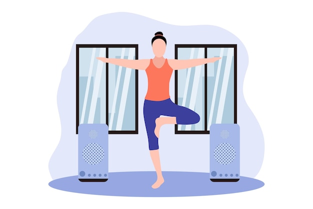 Vecteur exercice de yoga illustration de conception plate