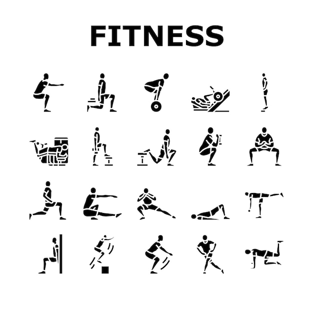 exercices de remise en forme icônes de jambes vecteur d'ensemble