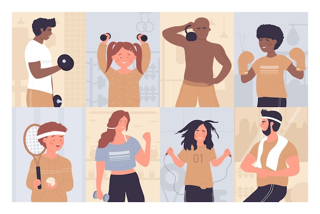 Des exercices sportifs sains pour les athlètes, les adultes, les femmes, les hommes et les enfants.
