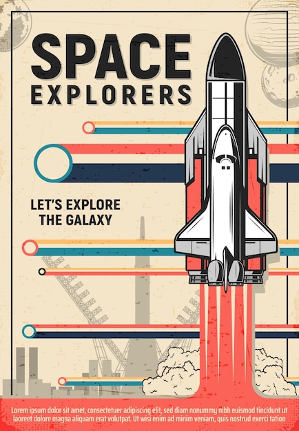 Vecteur explorateurs de l'espace lancement de fusée ou de navette