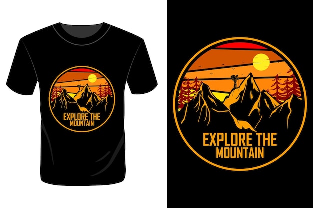 Explorez Le Design De T-shirt De Montagne Rétro Vintage