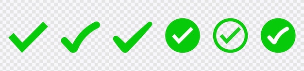 Vecteur explorez l'icône de marque de vérification set de marques de vérification vertes symboles approuvés pour les conceptions vectorielles polyvalentes
