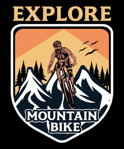 Explorez Le Modèle De Conception De Tshirt Vectoriel De Vélo De Montagne