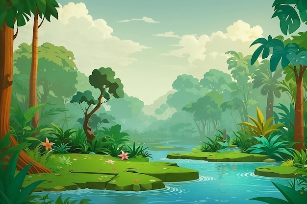 Explorez Le Monde Enchanteur Des Scènes De Jungle De Dessins Animés Et De La Nature Sauvage Des Forêts Tropicales Humides