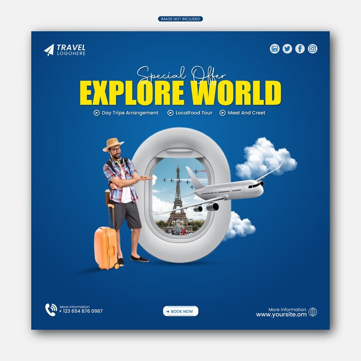 Vecteur explorez l'offre spéciale mondiale sur les excursions d'une journée, les visites locales et les services de accueil.