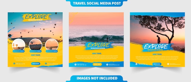 Explorez En Plein Air Le Concept De Voyage D'aventure Pour La Publication Instagram Et Le Modèle De Promotion De Bannière De Collection De Médias Sociaux