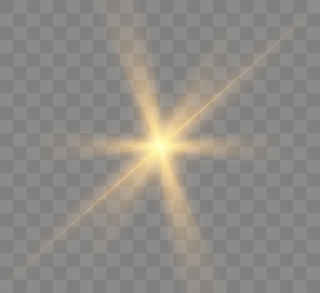 Explosion de lumière éclatante jaune avec transparent.