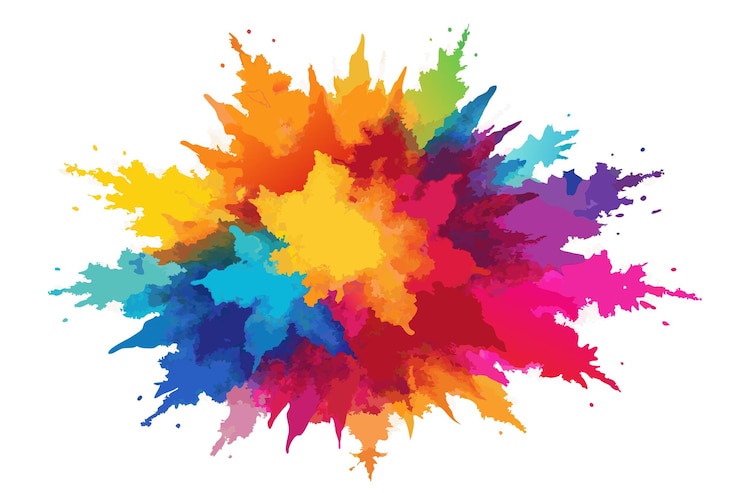 Vecteur explosion de poudre colorée isolée sur un fond blanc