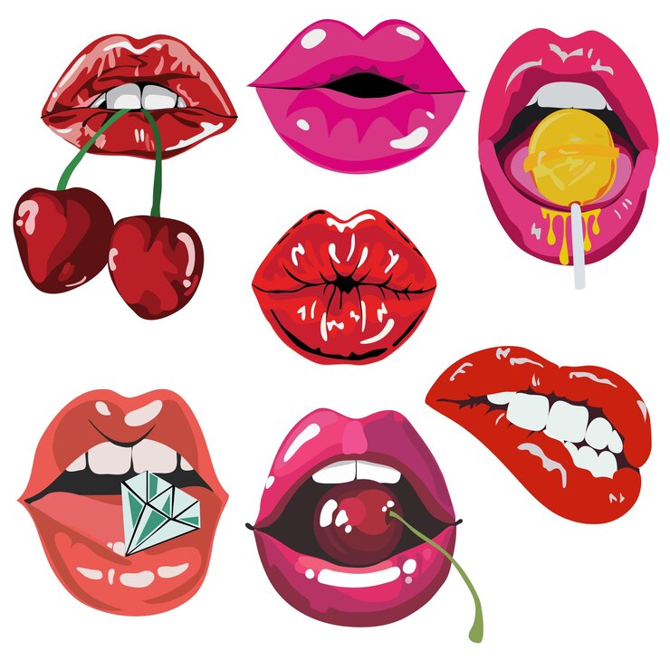 Vecteur expression de bouche de femme