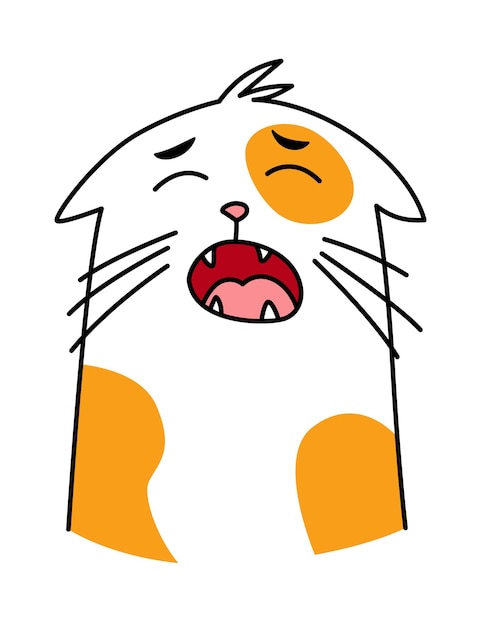 Expression De Chat Animal De Compagnie De Dessin Animé Avec émotion Mignonne Emoji Créatif De L'animal Domestique Illustration Vectorielle De L'humeur Drôle Du Chat Avec De Grands Yeux