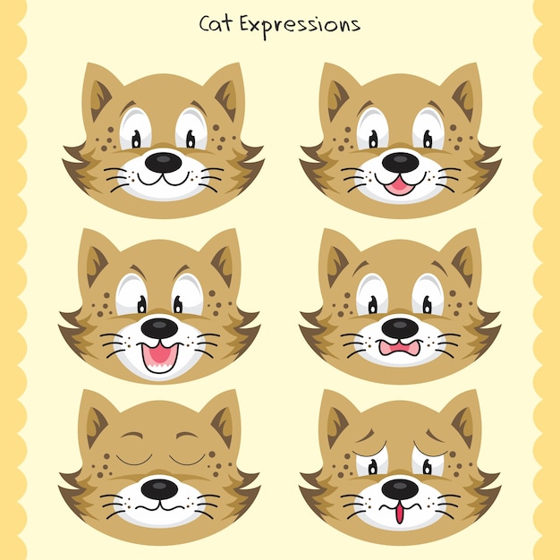 Vecteur expression de chat doodles