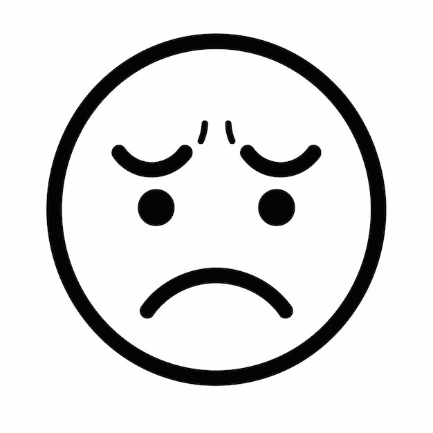 L'expression faciale de la ligne noire vectorielle libre est le message symbolique de l'icône