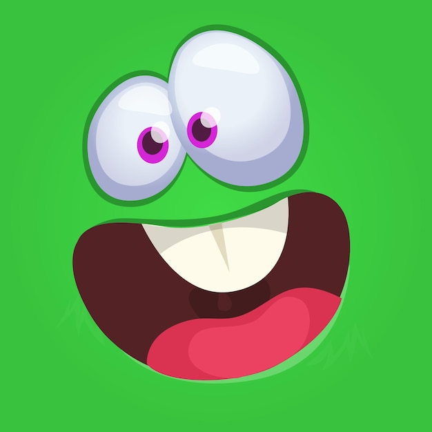 Expression faciale d'un personnage de dessin animé de monstre Illustration d'une créature mignonne et heureuse