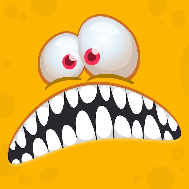 Expression faciale d'un personnage de dessin animé de monstre Illustration d'une créature mignonne et heureuse