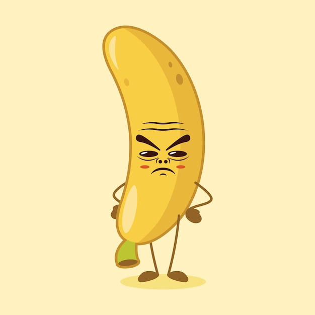 L'expression froncée de sourcils montrée par le mignon personnage de la banane