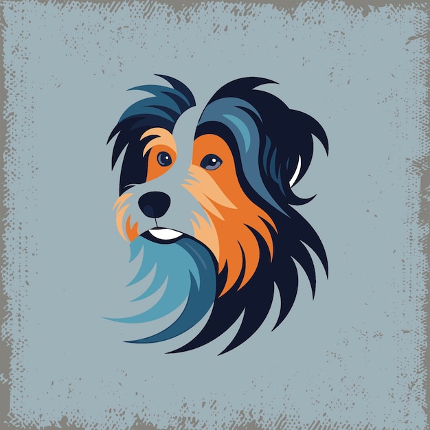 Expression joyeuse de chien Shaggy sur fond bleu