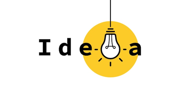 Expression De Texte D'idée Avec Ampoule Et Rayons Idées Trucs Et Astuces Création De Logo Illustration Vectorielle