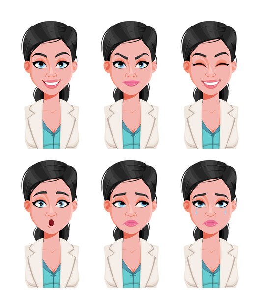 Expressions Du Visage De La Belle Femme Médecin