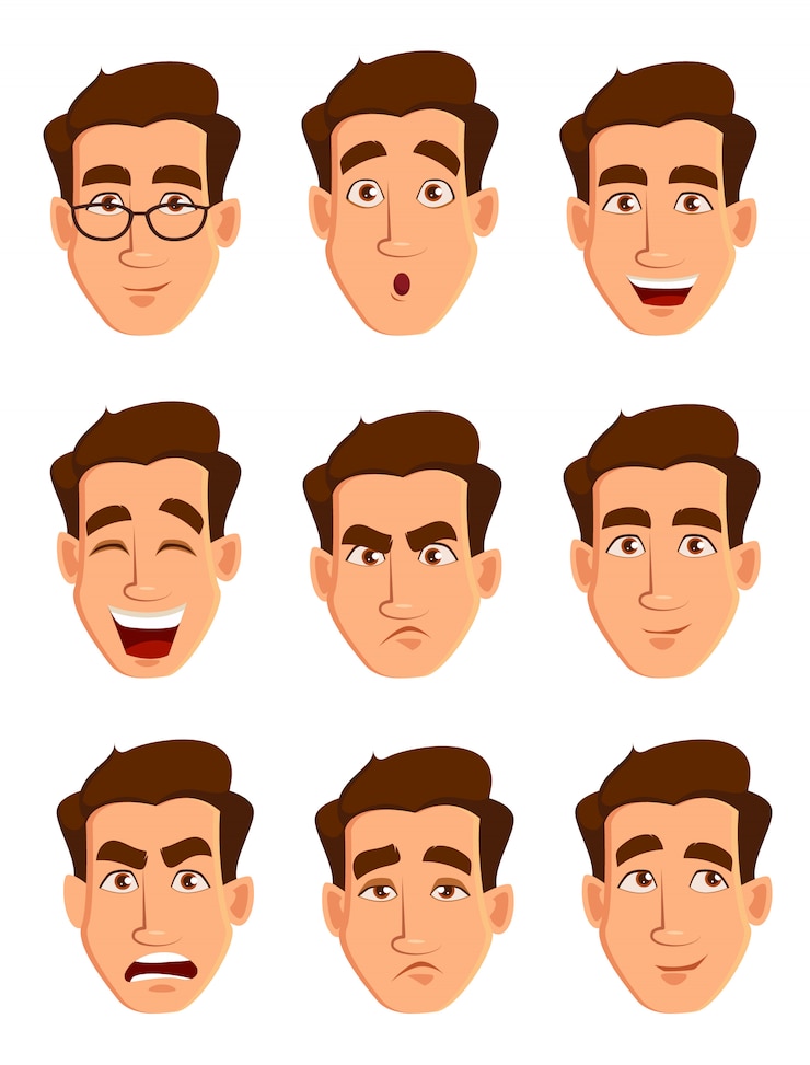 Vecteur expressions du visage d&#39;un homme