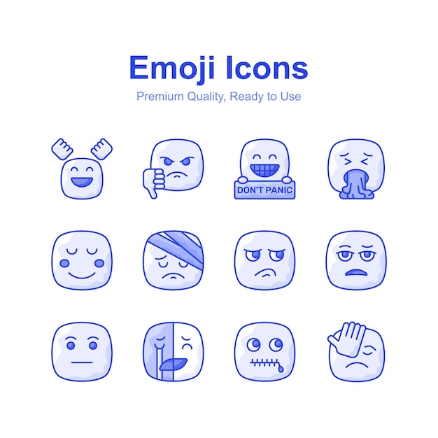 Des expressions emoji mignonnes, des émoticônes et des icônes.