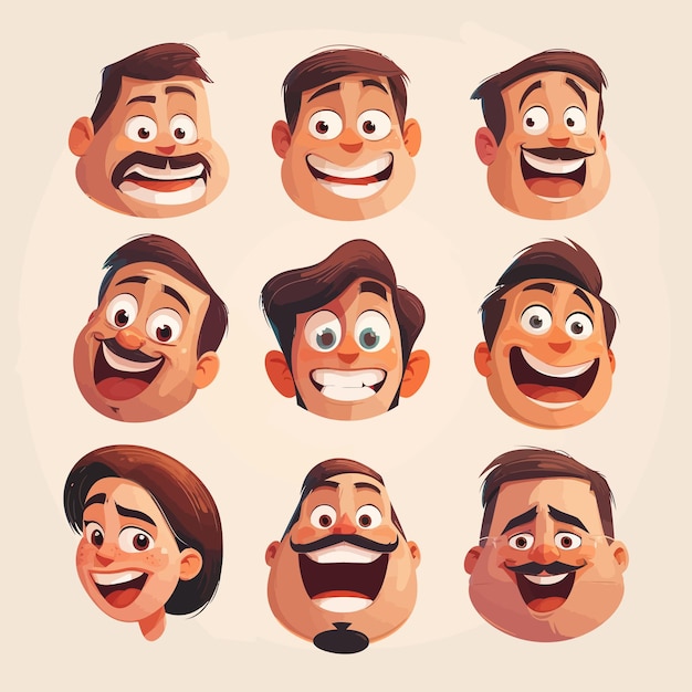 Vecteur les expressions faciales