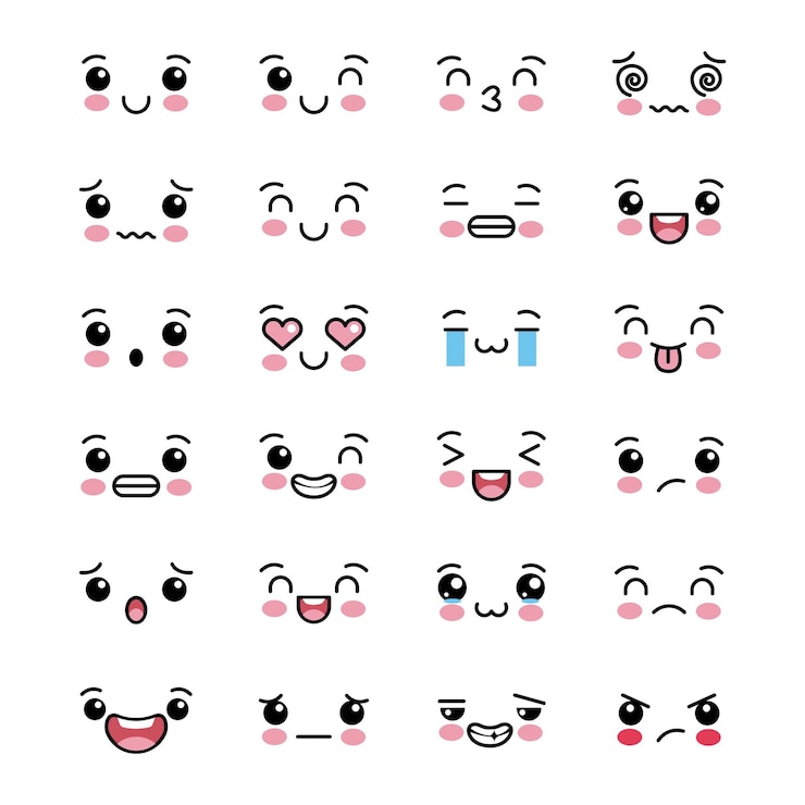 Vecteur expressions kawaii