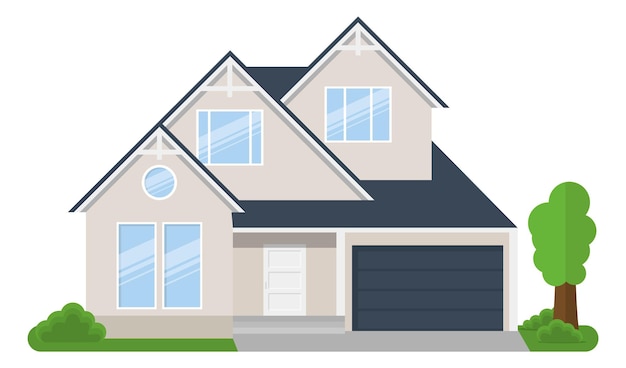 Extérieur de la vue de face de la maison d'habitation Illustration vectorielle