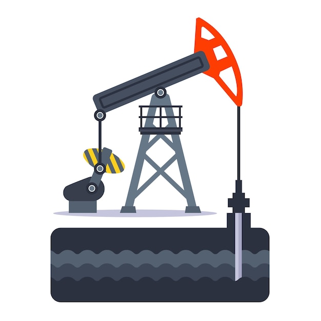 Vecteur extraction de pétrole au-dessus du sol à l'aide d'une plate-forme pétrolière